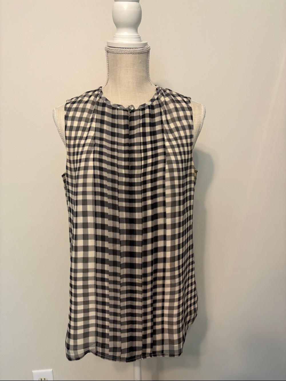 J. Crew Black & White Gingham Sleeveless Camisole